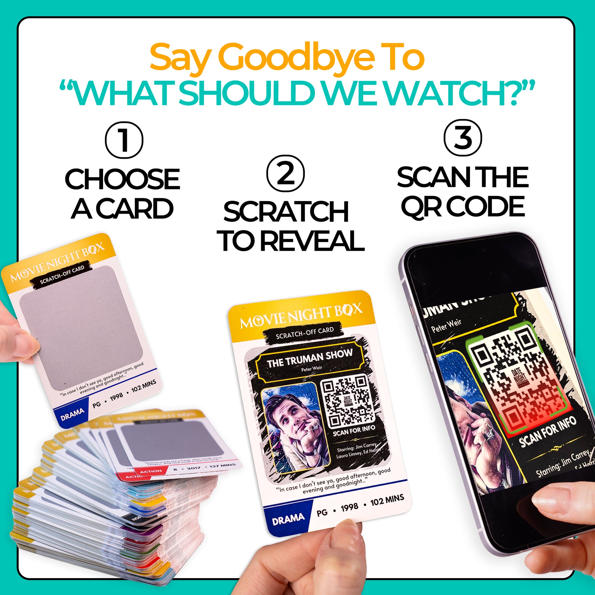 Scratch-off movie cards, Movie night ideas, Movie challenge game, Family, movie night activity, Movie trivia game, Hidden gem movies, Top-rated movies challenge, Interactive movie games, Must-watch movies list, Cinematic adventure game, Color-coded movie genres, Action movie scratch-off, Classic movies for families, Sci-fi movie challenge, Romantic movie ideas, Blockbuster movies for date nights, Best movies for couples, Movie night supplies, Oscar-winning films list
