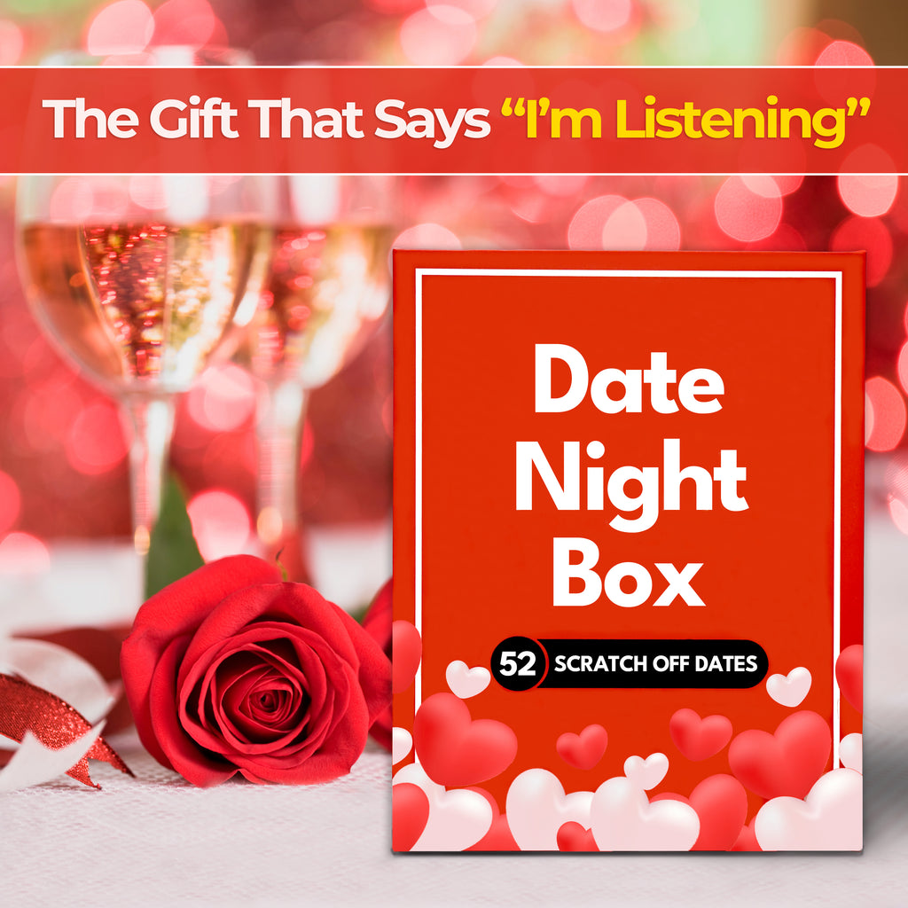 Date Night Box for couples, romantic scratch-off card game, 52 surprise date ideas for couples, gift for boyfriend, gift for girlfriend, husband gift, wife gift, anniversary gift, wedding gift, Valentine’s Day gift, romantic gift for couples, relationship game, card game for adults, fun date night ideas, couples activity, unique gift idea, couples scratch-off challenge, at-home date game, engagement gift, best couples gift, romantic card deck, stocking stuffer, year of dates.